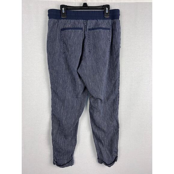 Athleta Pants Blue Stripe Bali Linen Nautical Beachy Coastal Grandma Summer - Picture 4 of 8